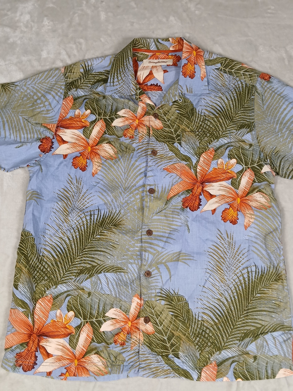 Tommy Bahama 100% Linen Button Down Shirt S Men's Short Sleeve Hawaiian Camp